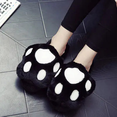 Fluffy Bear Paw Cotton Slippers