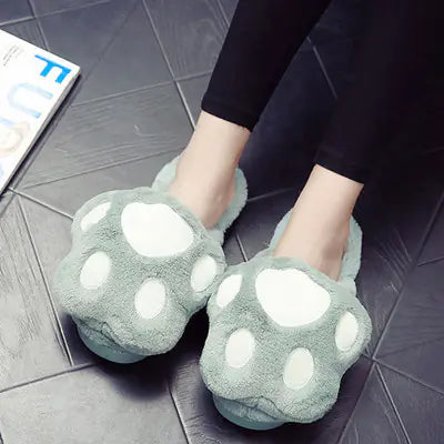 Fluffy Bear Paw Cotton Slippers