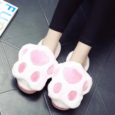 Fluffy Bear Paw Cotton Slippers